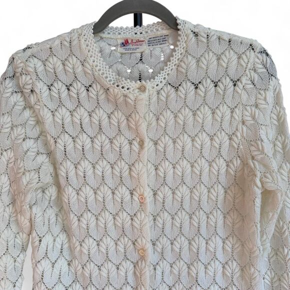 Vintage Americana Knit Leaf Pattern Cardigan size M - Picture 3 of 8